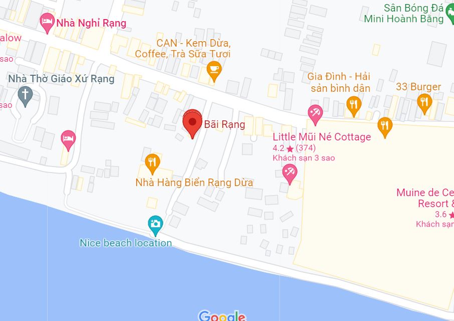 Vị trí Bãi Rạng Mũi Né trên bản đồ Gg.maps