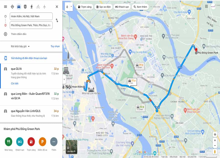 Phù Đổng Green Park trong Google Maps