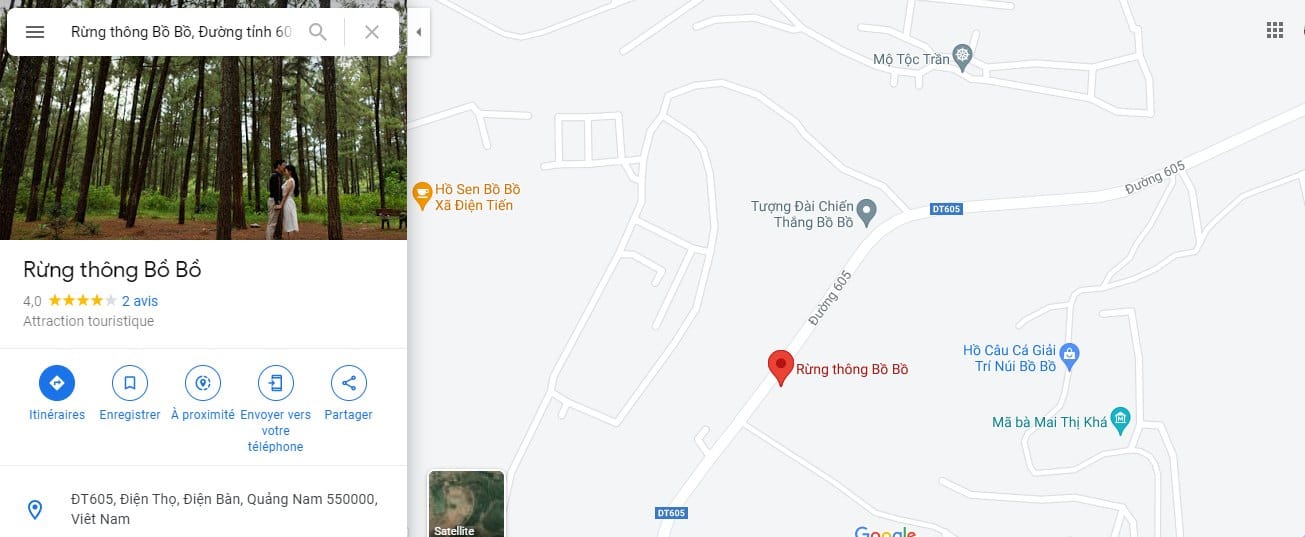 Rừng thông Bồ Bồ trên gg.maps