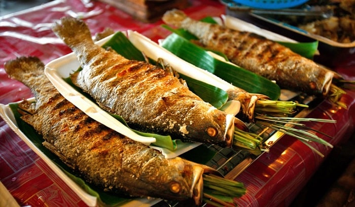 Cá nướng - một trong những món đặc sản taih thác Khe Kèm 