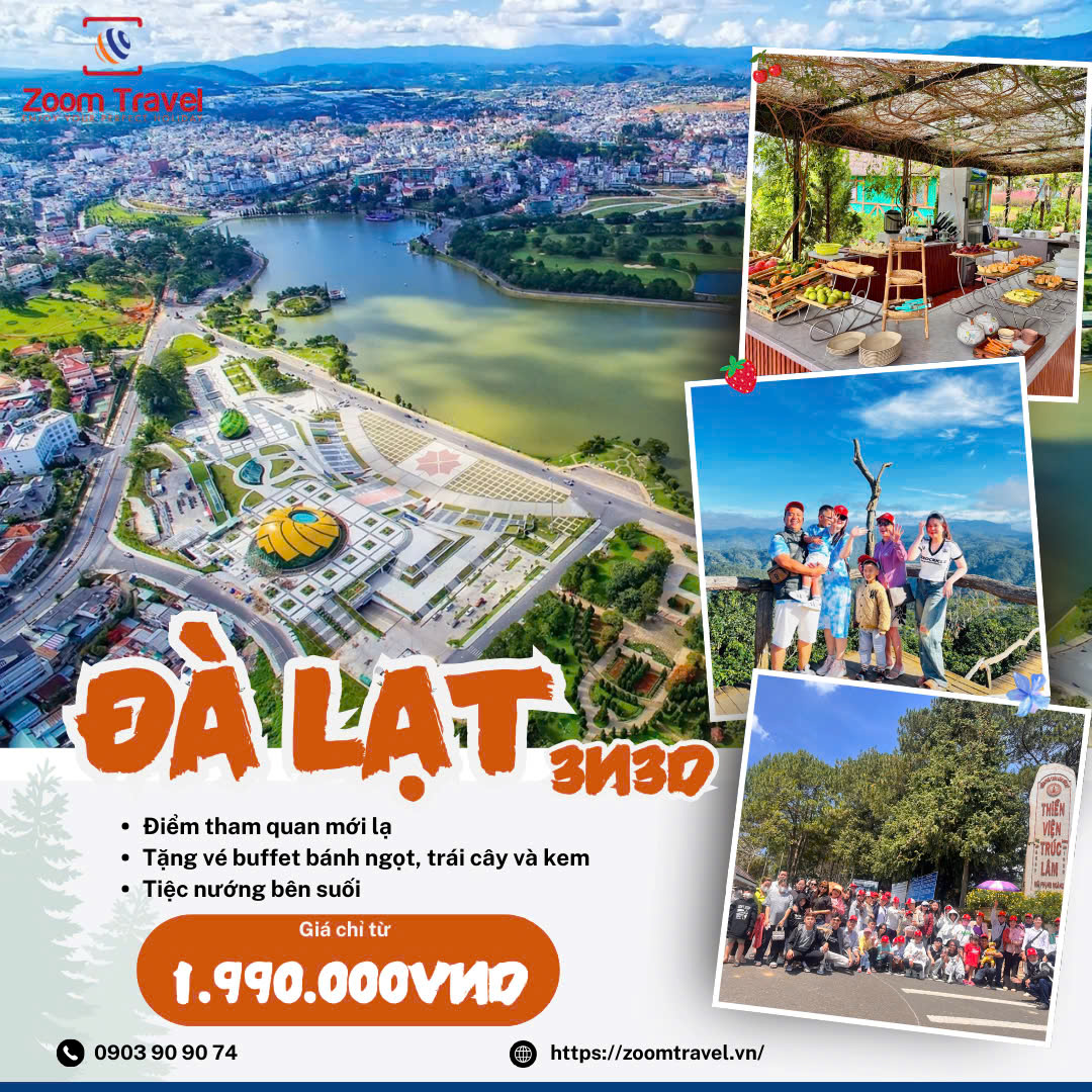 TOUR ĐÀ LẠT - SĂN MÂY - TIỆC BBQ - BUFFET TRÁI CÂY VÀ KEM 3N3Đ