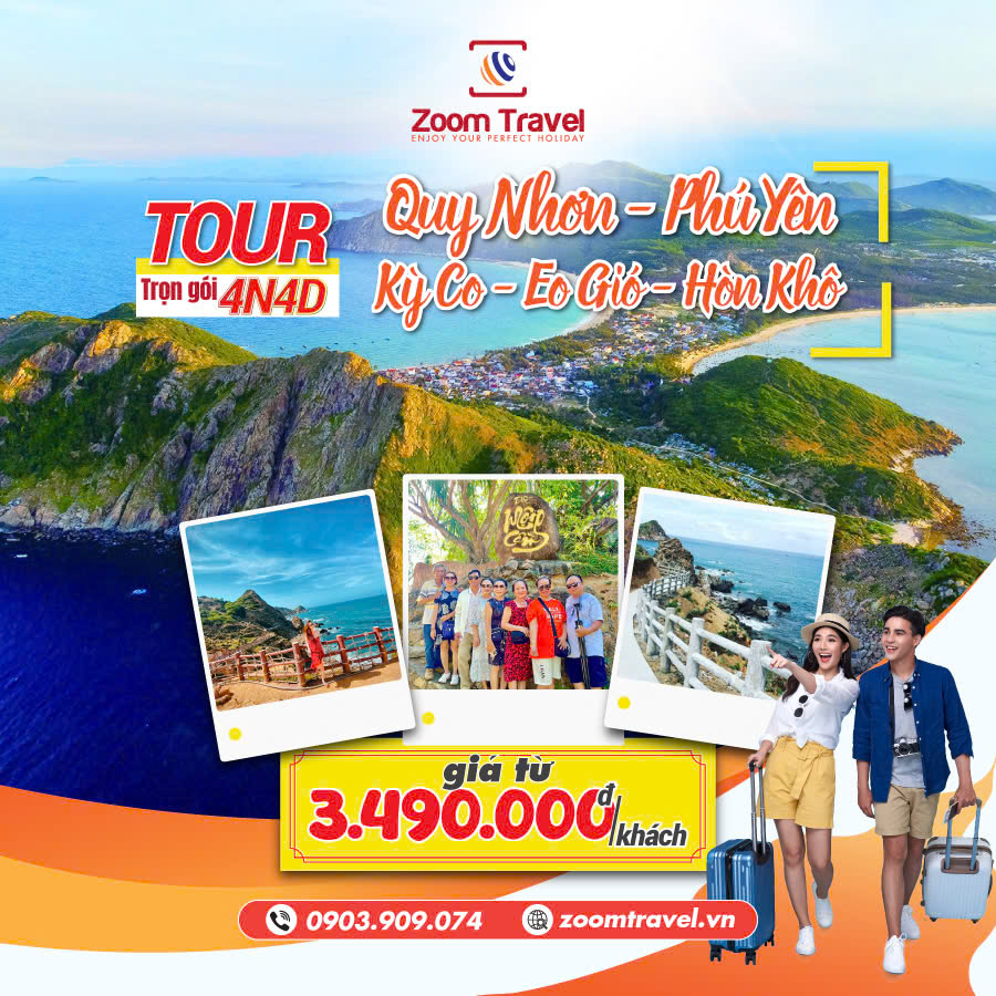 TOUR QUY NHƠN - HÒN KHÔ - KỲ CO - EO GIÓ - PHÚ YÊN 4N4Đ
